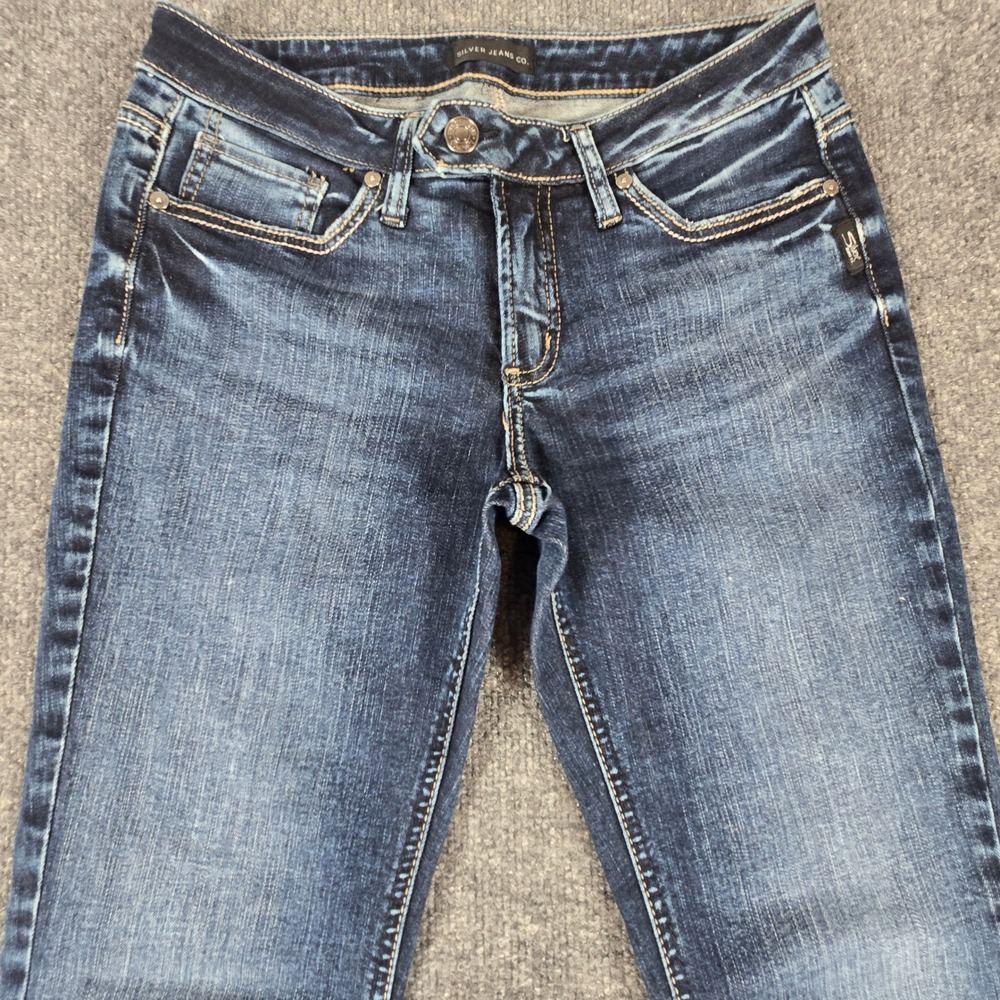 Silver Jeans Tuesday Slim Boot Women W27 L33 Blue Y2K Low Rise Dark Wash - Picture 7 of 16